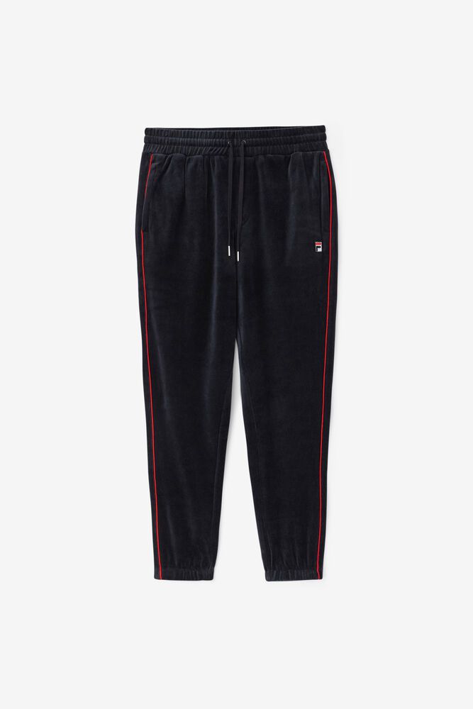 Fila Pants Mens Black - Deverall Velour - Philippines 5923187-UQ